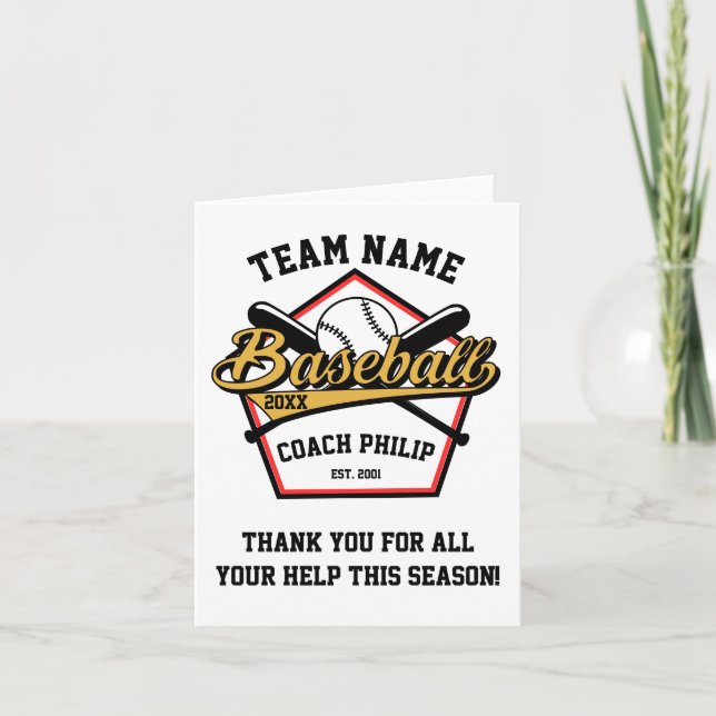 end of season team gift best Baseball coach gift Card (Front)
