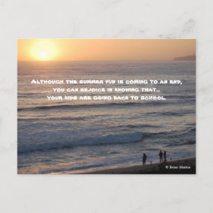 End of summer & kids return to school postcard