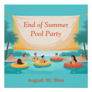End of Summer Pool Party Custom Invitation Poster
