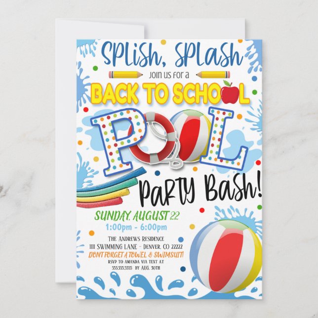 End of Summer Pool Party Invitation (Front)