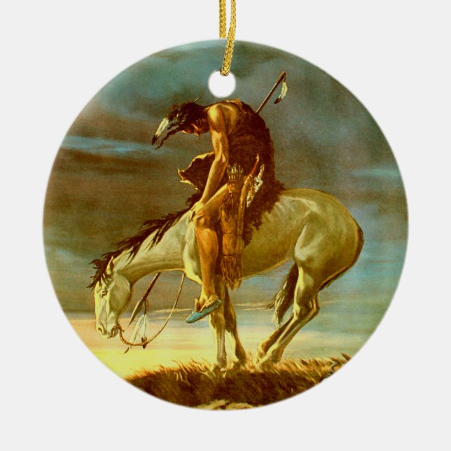 END OF THE TRAIL CERAMIC TREE DECORATION (Front)