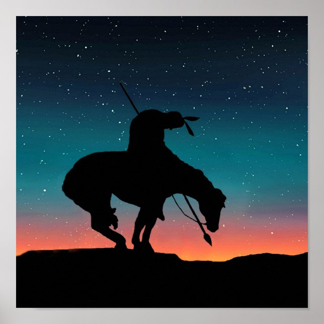 End of the Trail Sihouette With Night Sky Poster (Front)