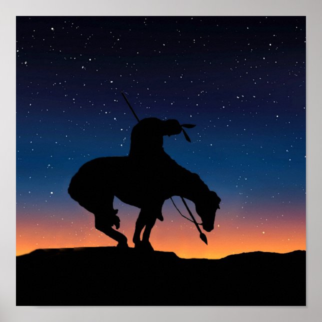 End of the Trail Sihouette With Night Sky Poster (Front)