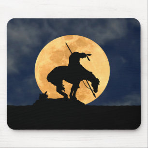 End of the Trail Silhouette With Full Moon Mouse Mat