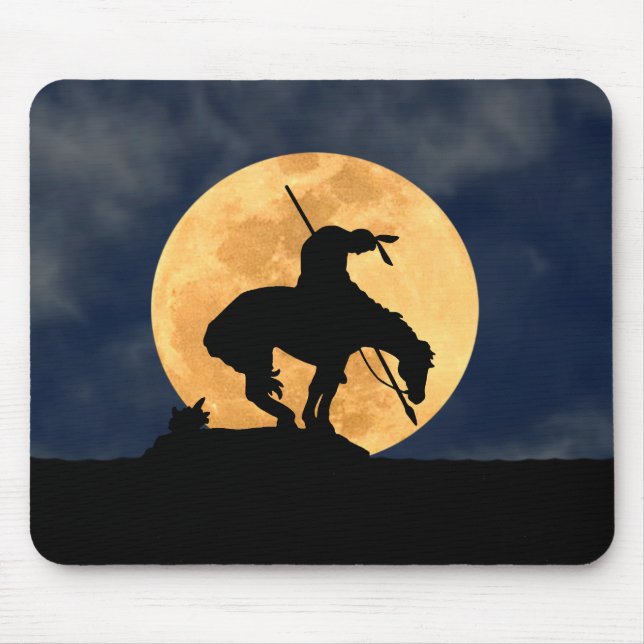 End of the Trail Silhouette With Full Moon Mouse Mat (Front)