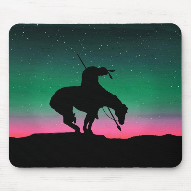 End of the Trail Silhouette With Night Sky Mouse Mat (Front)