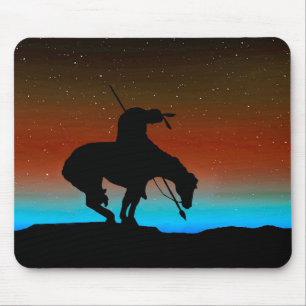 End of the Trail Silhouette With Night Sky Mouse Mat