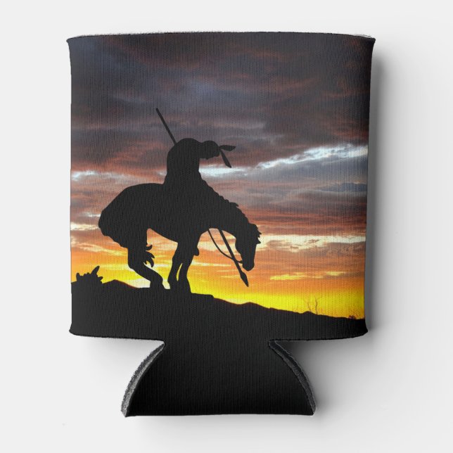 End of the Trail Silhouette with Stunning Sunset Can Cooler (Front)