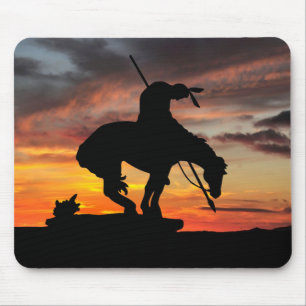 End of the Trail Silhouette With Sunset Mouse Pad