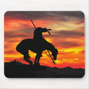 End of the Trail Silhouette With Sunset Mouse Pad