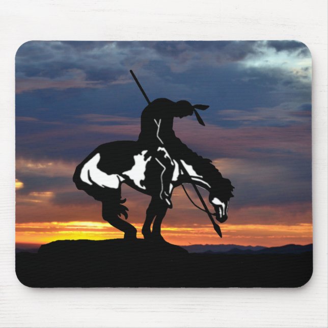 End of the Trail Silhouette With Sunset Mouse Pad (Front)