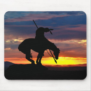 End of the Trail Silhouette With Sunset Mouse Pad