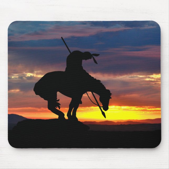 End of the Trail Silhouette With Sunset Mouse Pad (Front)