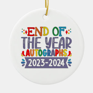 End Of The Year Autographs 2024 Last Day Of School Ceramic Tree Decoration