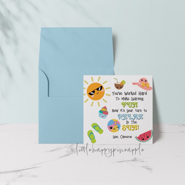 End Of The Year Summer Teacher Thank You Card (Creator Uploaded)
