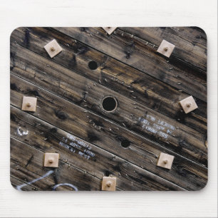 End of Wooden Industrial Wire Spool Mouse Mat