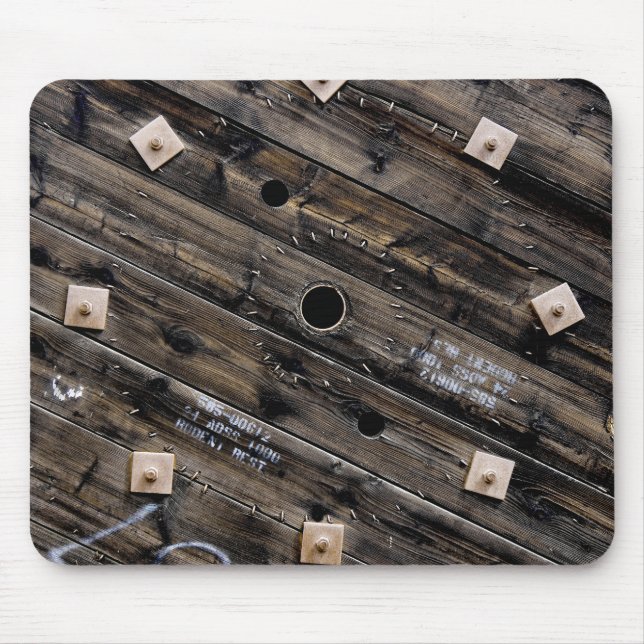 End of Wooden Industrial Wire Spool Mouse Mat (Front)