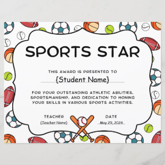 End Of Year Sports Star Student Recognition Award