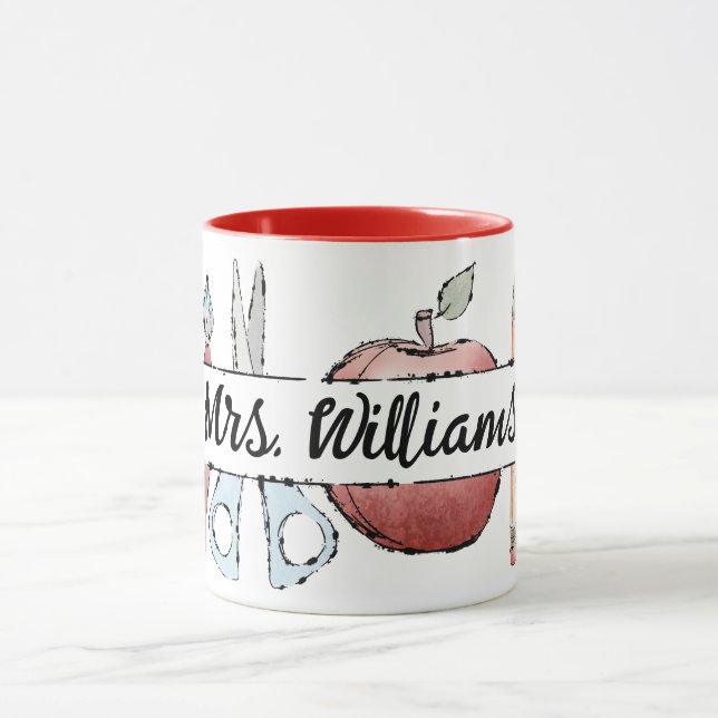 End of Year Teacher Appreciation apple Doodle Mug (Center)