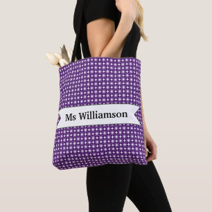 End of Year Teacher Gift Stylish Mid Century Name Tote Bag