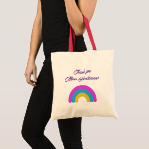 End of Year Teacher Gift Thank You Rainbow Name  Tote Bag