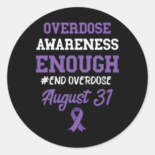 End Overdose August 31 Purple Ribbon Overdose Awar Classic Round Sticker