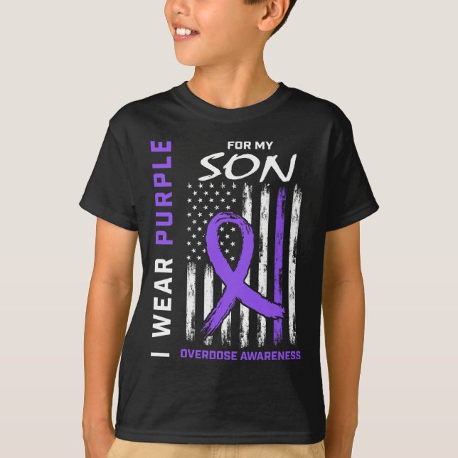 End Overdose Awareness Shirt Son August Purple Fla (Front)
