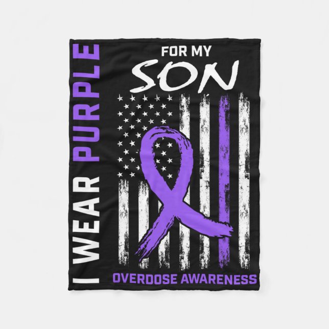End Overdose Awareness Shirt Son August Purple Fla Fleece Blanket (Front)