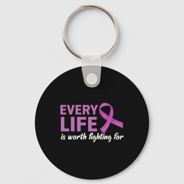 End Overdose Every Life Is Worth Fighting For Purp Key Ring (Front)