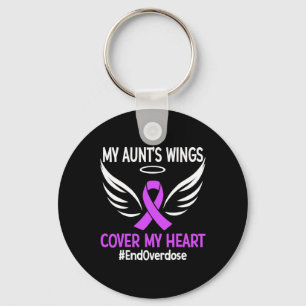 End Overdose My Aunt's Wings Cover My Heart Purple Key Ring