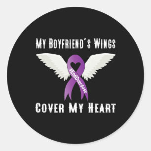 End Overdose My Boyfriend's Wings Cover My Heart Classic Round Sticker