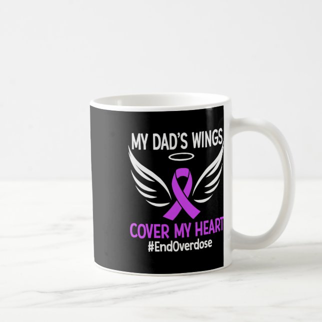 End Overdose My Dad's Wings Cover My Heart Purple  Coffee Mug (Right)