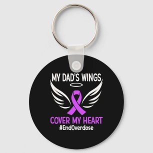 End Overdose My Dad's Wings Cover My Heart Purple Key Ring