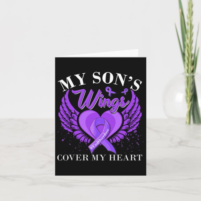 End Overdose My Son's Wings Cover My Heart  Card (Front)