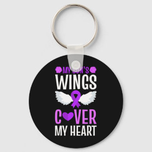 End Overdose My Son's Wings Cover My Heart Purple  Key Ring