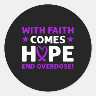 End Overdose! Purple Ribbon. Overdose Awareness  Classic Round Sticker