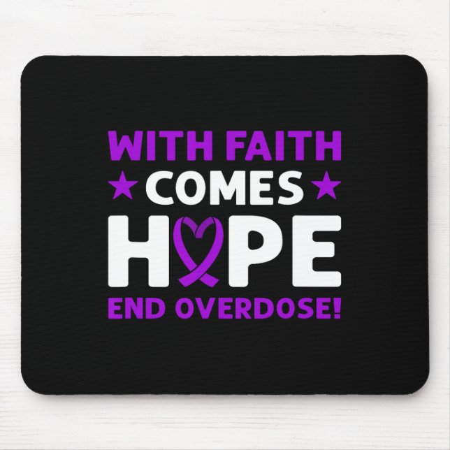 End Overdose! Purple Ribbon. Overdose Awareness  Mouse Mat (Front)