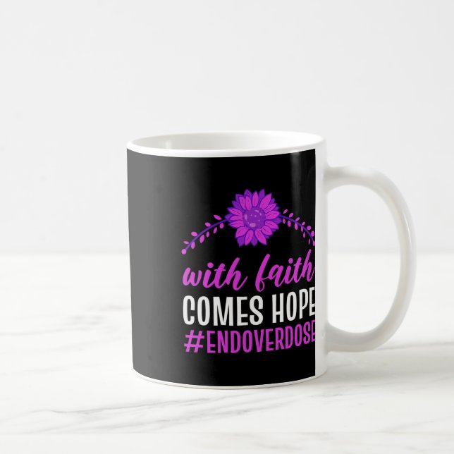 End Overdose With Faith Comes Hope Purple Floral F Coffee Mug (Right)