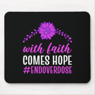 End Overdose With Faith Comes Hope Purple Floral F Mouse Mat