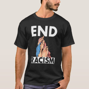 End Racism Us Distressed Flag With Hands T-Shirt