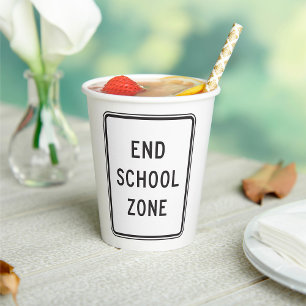 End School Zone Road Sign Paper Cups