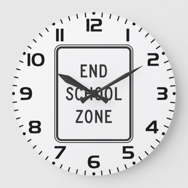 End School Zone Traffic Sign Large Clock (Front)