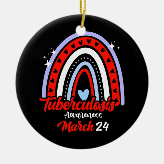 End TB Rainbow World Tuberculosis TB Awareness Ceramic Tree Decoration (Front)