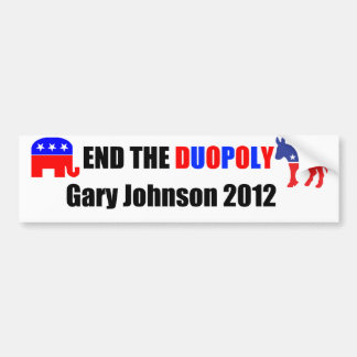 End the Duopoly - Gary Johnson 2012 Bumper Sticker
