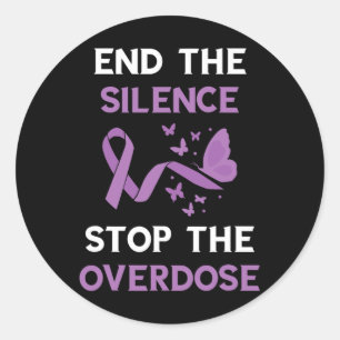 End The Silence Purple Ribbon Overdose Awareness M Classic Round Sticker