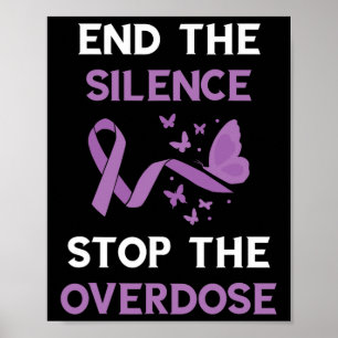 End The Silence Purple Ribbon Overdose Awareness M Poster