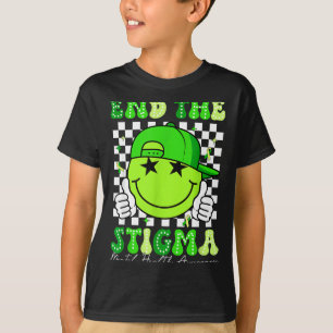 End the stigma mental health awareness brain T-Shirt