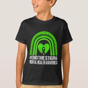 End The Stigma Mental Health Awareness  Green Ribb T-Shirt
