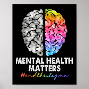 End The Stigma Mental Health Awareness Green Ribbo Poster