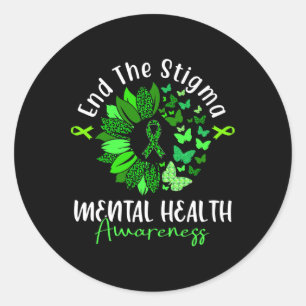 End The Stigma Mental Health Awareness Ribbon Butt Classic Round Sticker